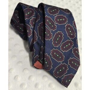 Vintage Bert Pulitzer Silk Tie  Navy Classic Business Design All Silk Made USA